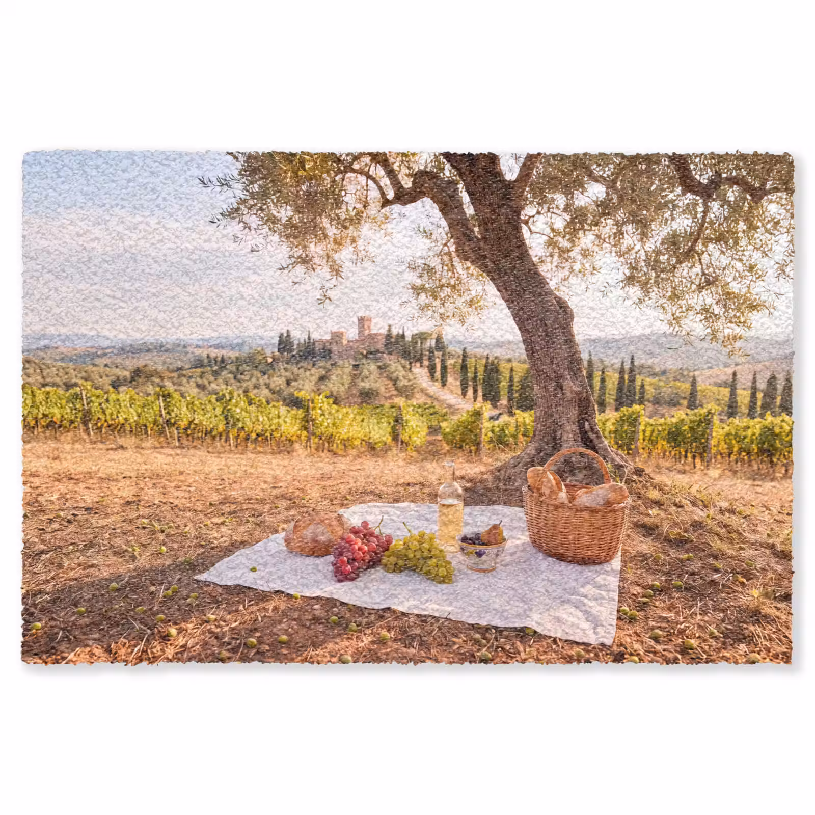 Vloerkleed - Picknick - Wijngaard - Landschap - Zomer - Eten — 1