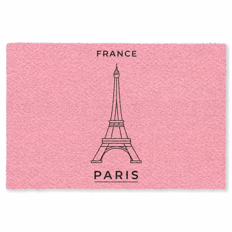 Vloerkleed - Eiffeltoren - Parijs - Architectuur - Minimalistisch - Roze — 1
