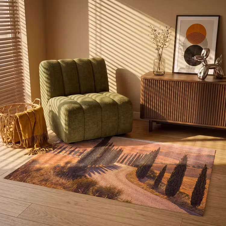 Vloerkleed - Landschap - Weg - Bomen - Natuur - Goud — 2