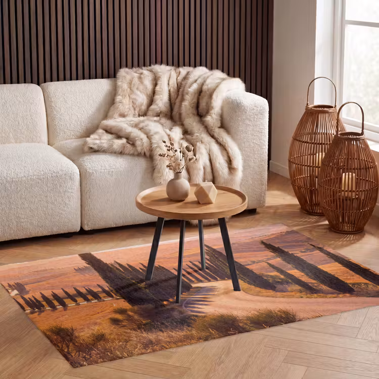 Vloerkleed - Landschap - Weg - Bomen - Natuur - Goud — 3