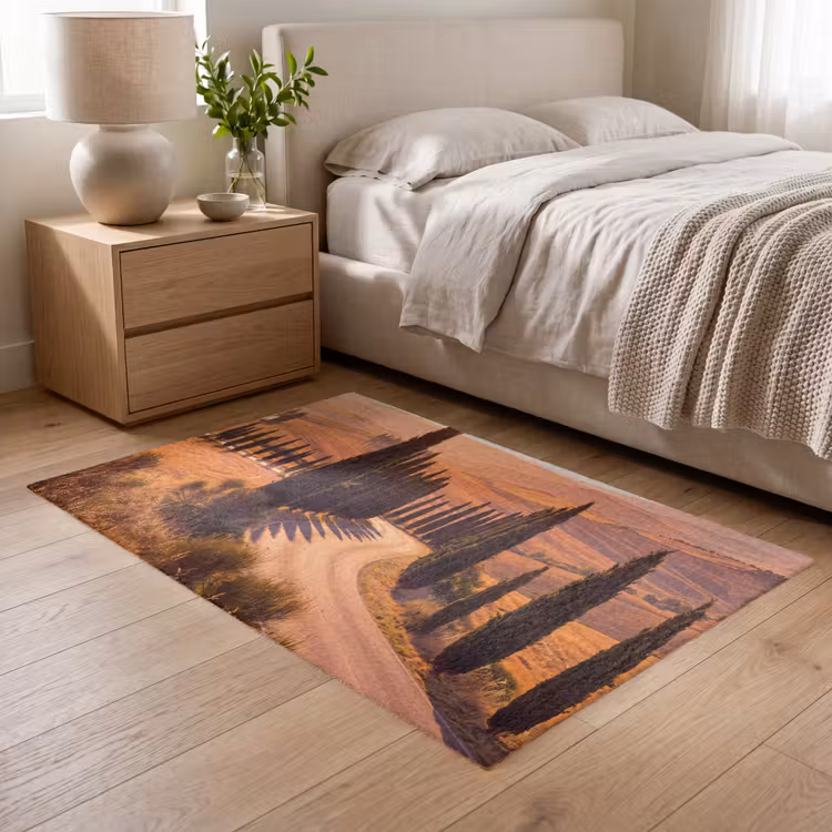 Vloerkleed - Landschap - Weg - Bomen - Natuur - Goud — 5