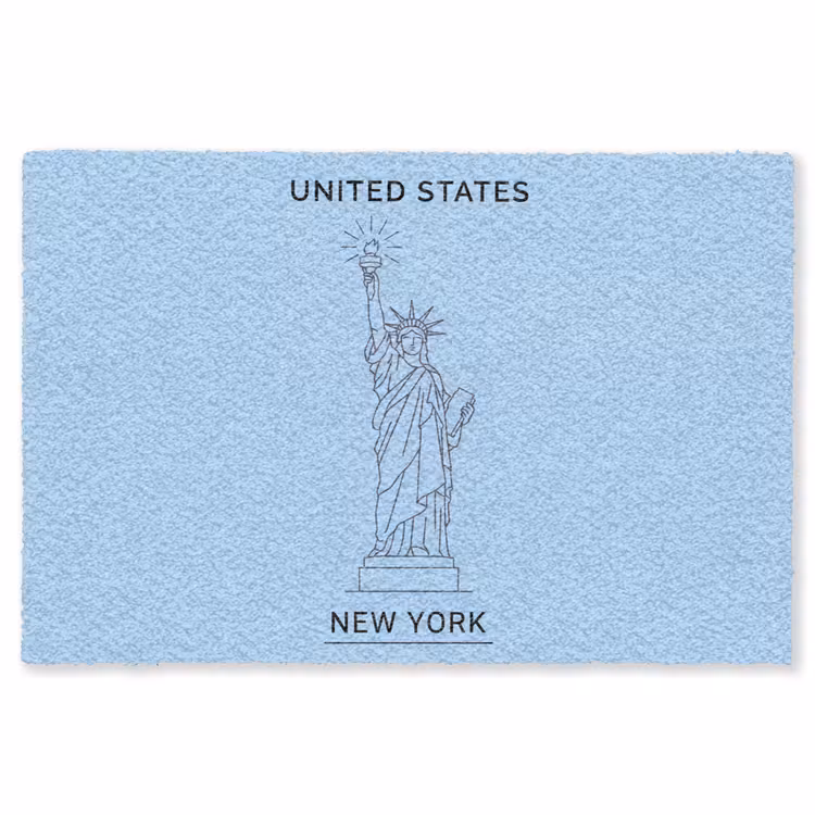 Vloerkleed - Monument - Vrijheidsbeeld - New York - Minimalistisch - Blauw — 1