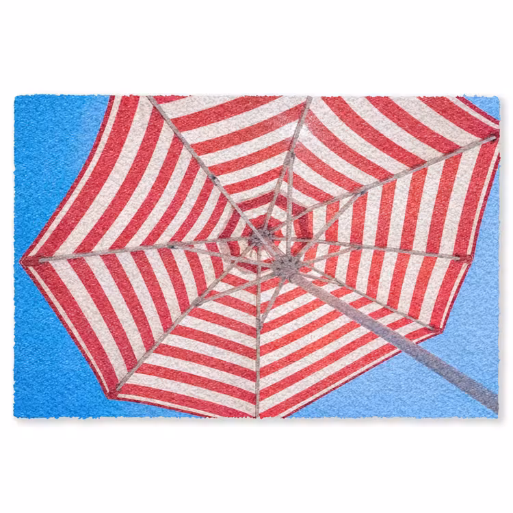 Vloerkleed - Parasol - Strepen - Zomer - Rood - Blauw — 1