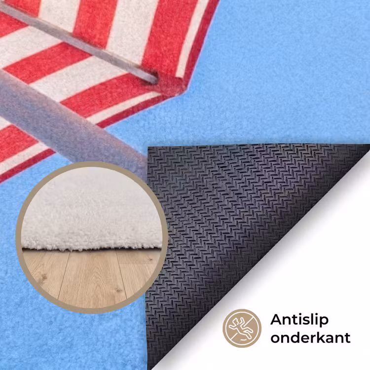 Vloerkleed - Parasol - Strepen - Zomer - Rood - Blauw — 4
