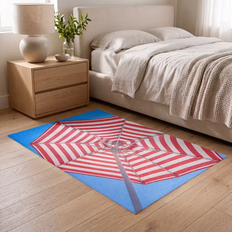 Vloerkleed - Parasol - Strepen - Zomer - Rood - Blauw — 5