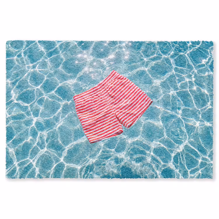 Vloerkleed - Zwemkleding - Gestreept - Water - Zomer - Rood-wit — 1