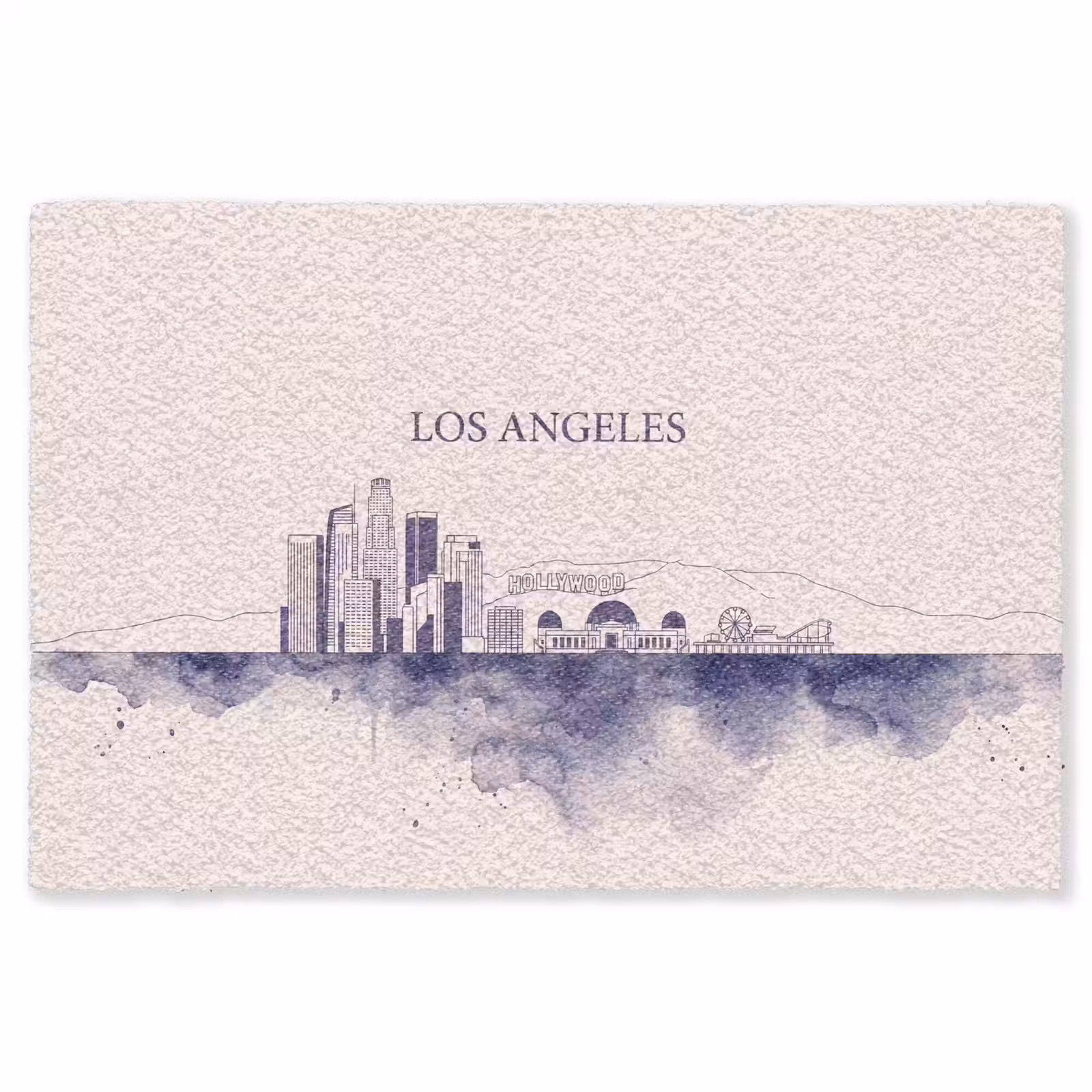 Vloerkleed - Los Angeles - Skyline - Architectuur - Aquarel - Blauw — 1