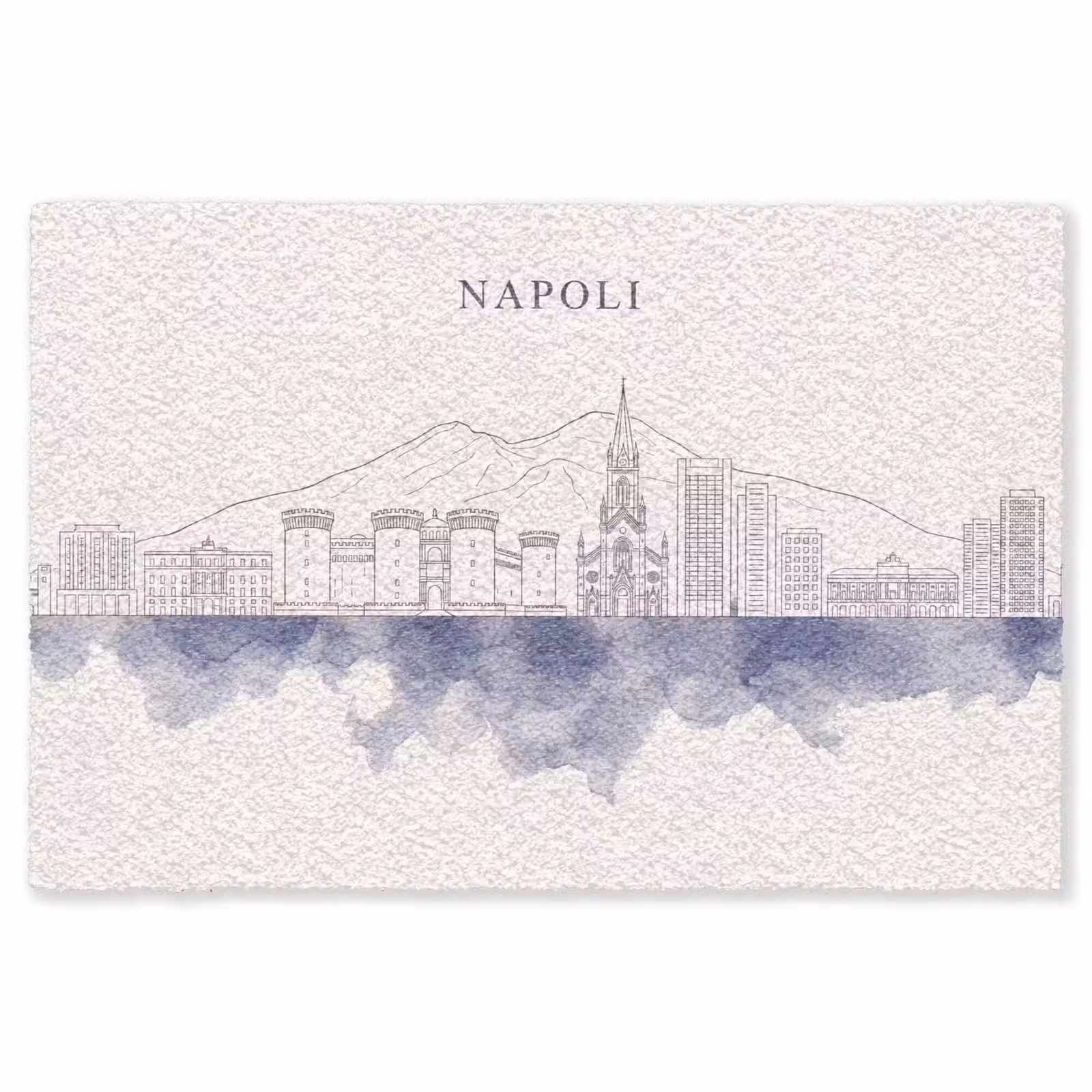 Vloerkleed - Napels - Skyline - Italie - Lijntekening - Aquarel — 1