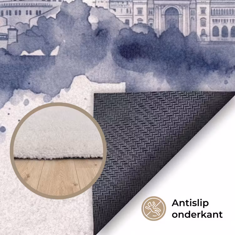 Vloerkleed - Boedapest - Skyline - Architectuur - Aquarel - Blauw — 4