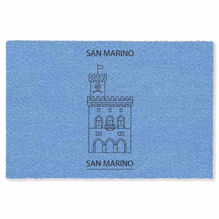 Vloerkleed - Gebouw - San Marino - Architectuur - Lijntekening - Blauw — 1