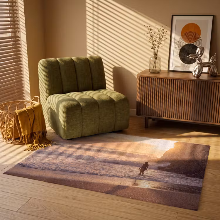 Vloerkleed - Mensen - Oceaan - Zonsondergang - Kust - Goud — 2