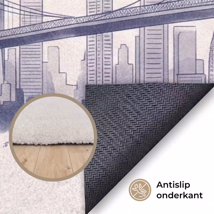 Vloerkleed - New York - Vrijheidsbeeld - Skyline - Illustratie - Blauw — 4