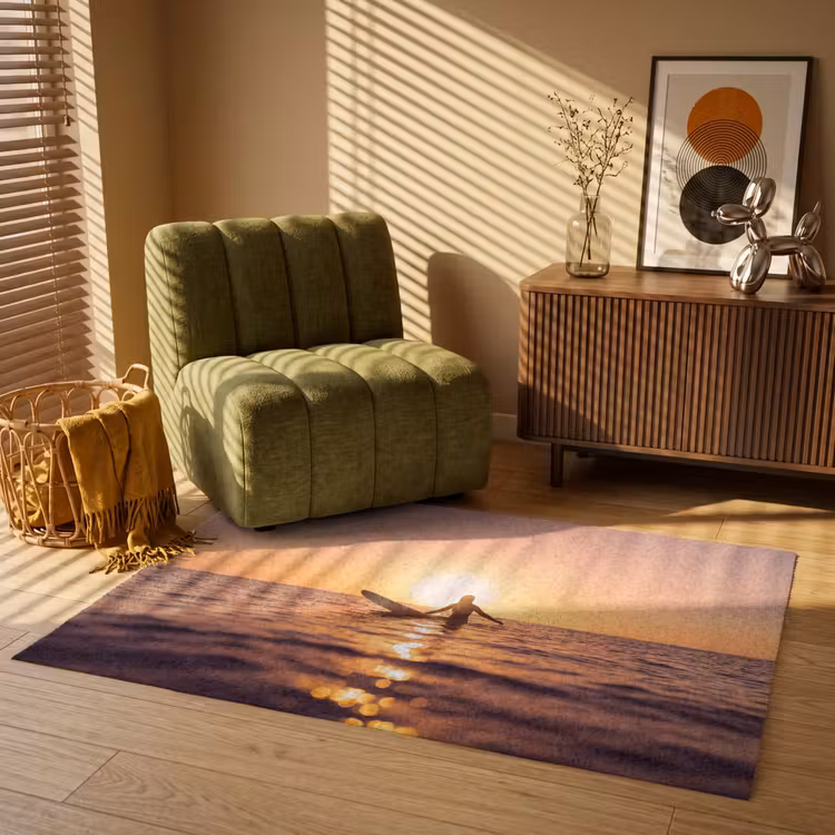 Vloerkleed - Persoon - Surfen - Zonsondergang - Zee - Oranje — 2