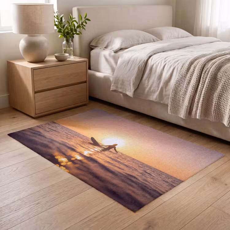 Vloerkleed - Persoon - Surfen - Zonsondergang - Zee - Oranje — 5
