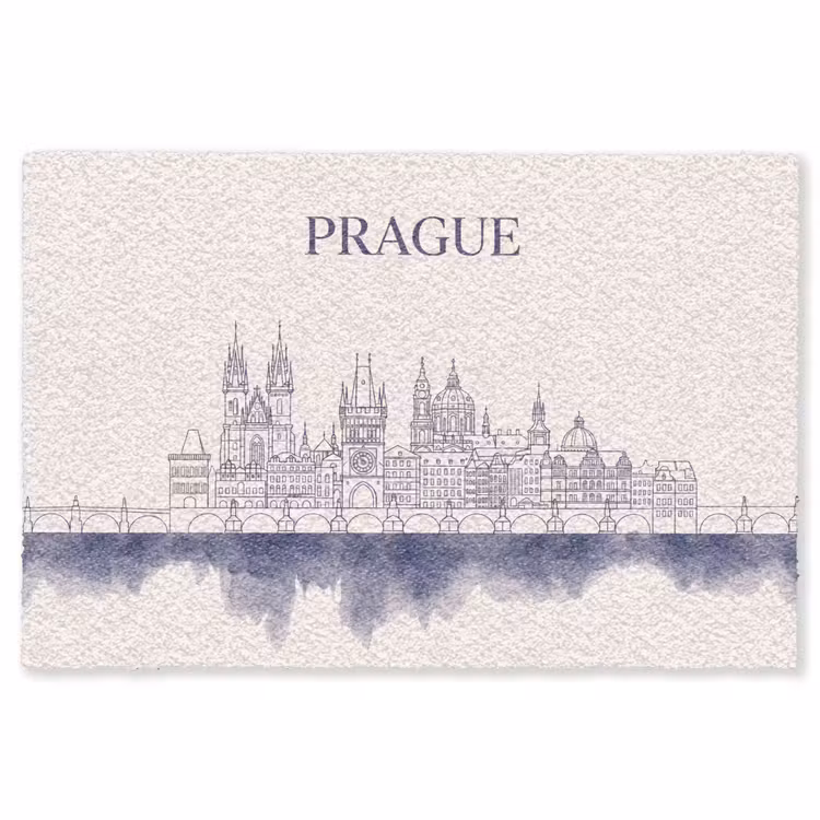 Vloerkleed - Praag - Skyline - Architectuur - Blauw — 1