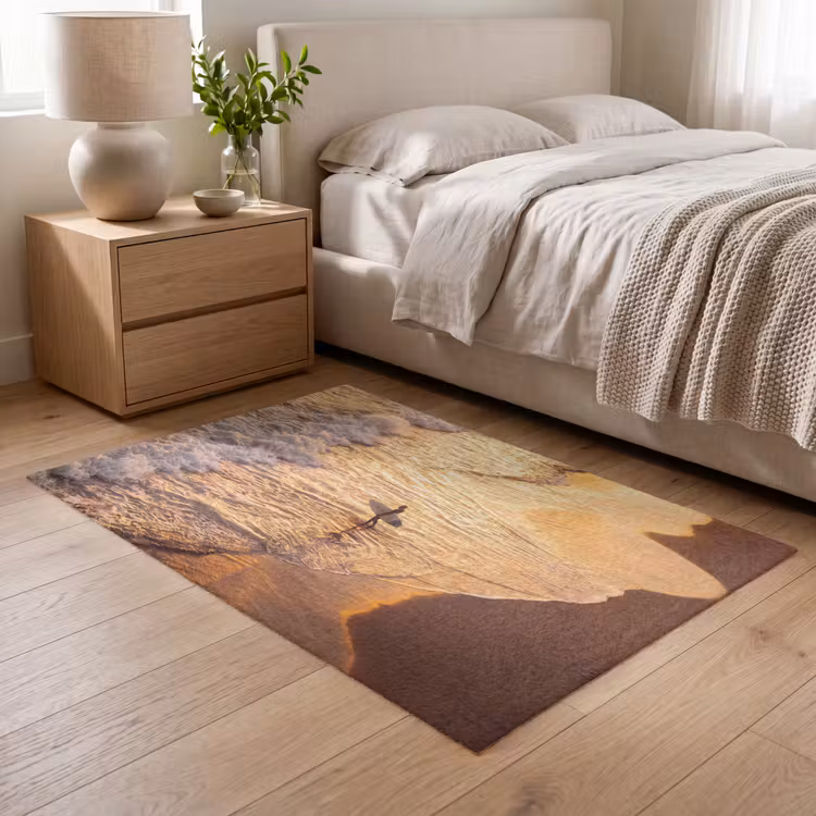 Vloerkleed - Surfer - Strand - Zonsondergang - Oceaan - Goud — 5