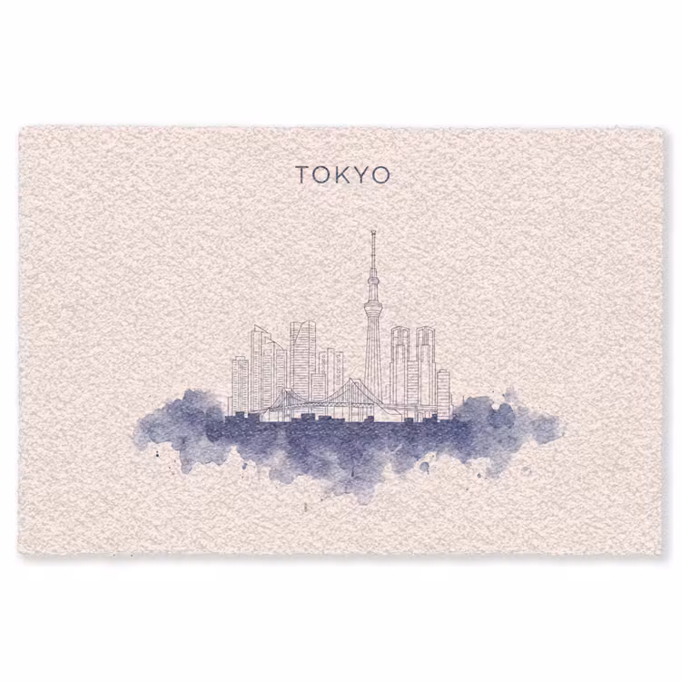 Vloerkleed - Tokyo - Skyline - Stad - Abstract - Blauw — 1