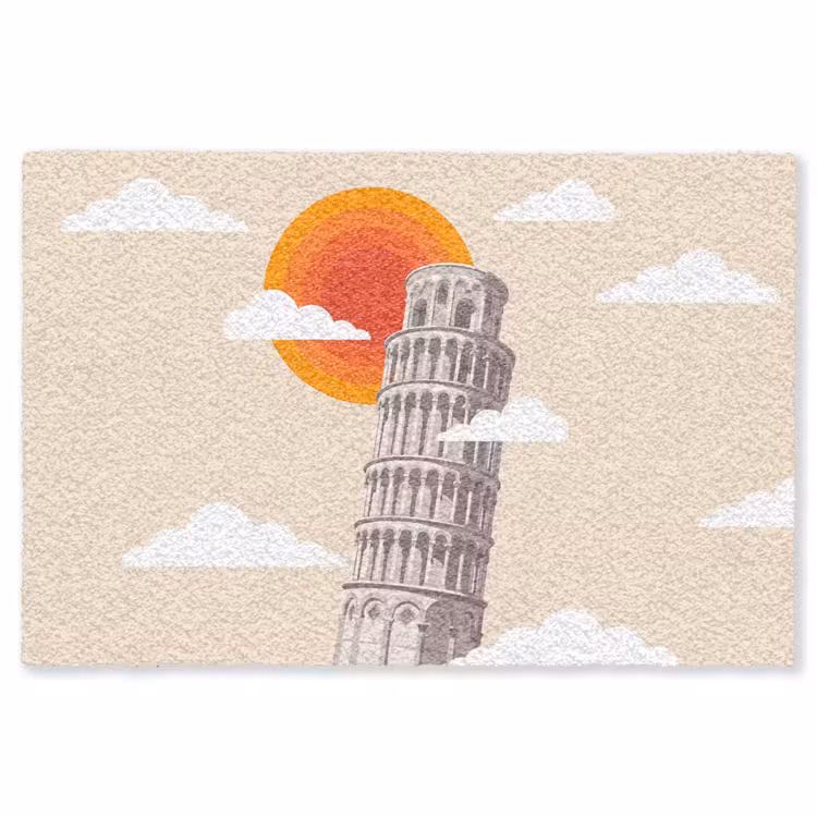 Vloerkleed - Toren - Pisa - Architectuur - Minimalistisch - Beige — 1