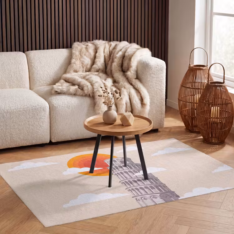 Vloerkleed - Toren - Pisa - Architectuur - Minimalistisch - Beige — 3