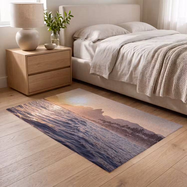 Vloerkleed - Zee - Golven - Zonsondergang - Kust - Goud — 5
