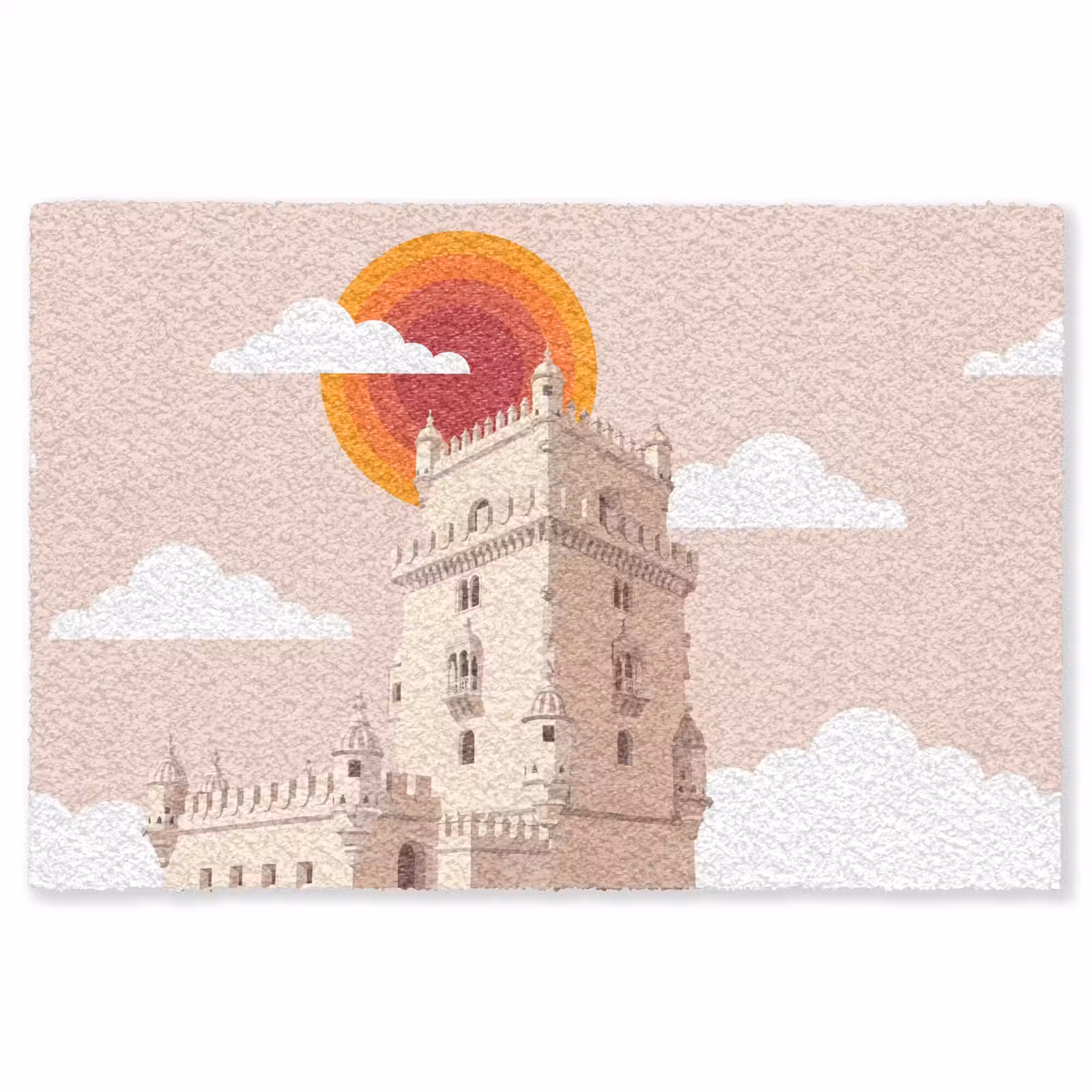 Vloerkleed - Toren - Rivier - Architectuur - Modern - Oranje — 1