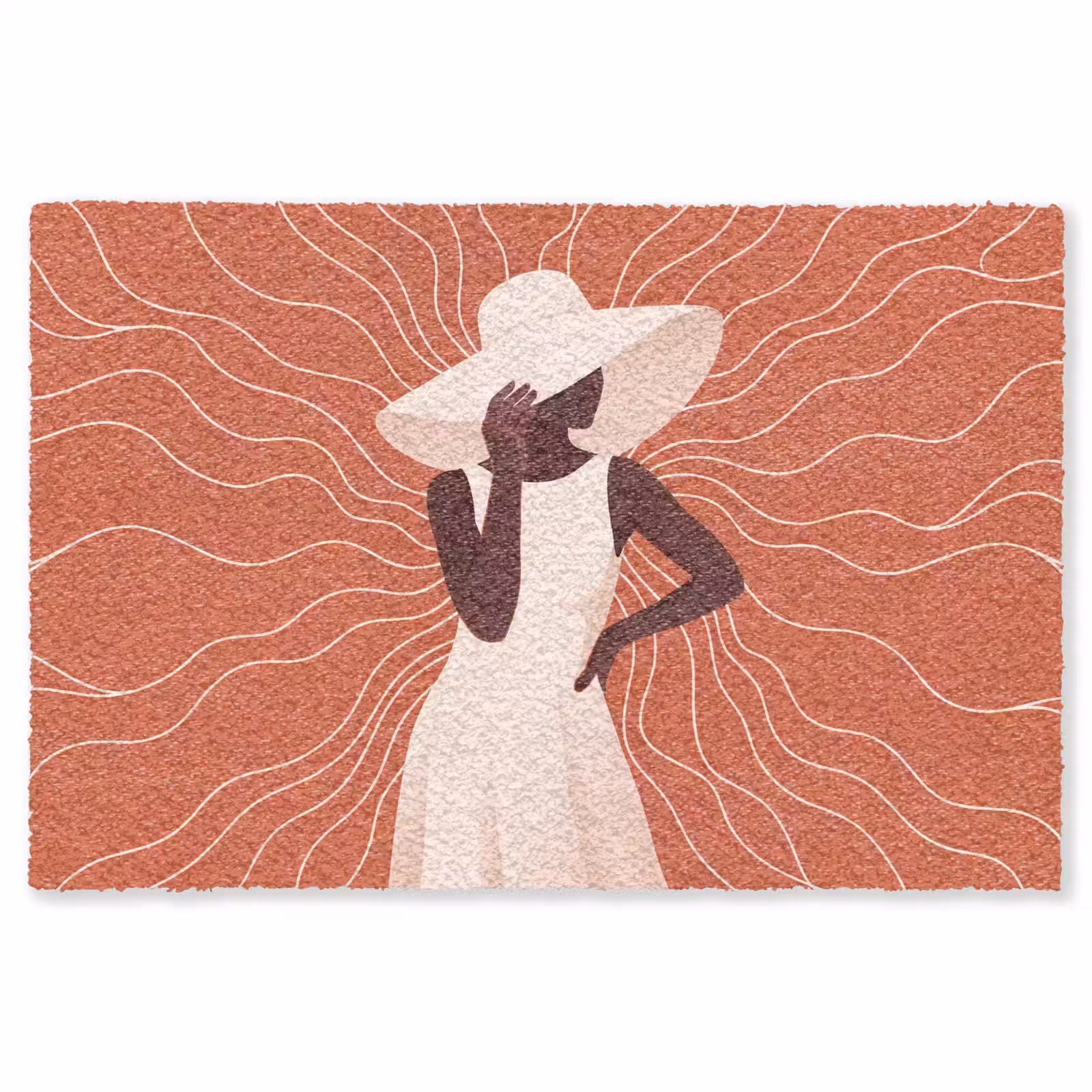 Vloerkleed - Vrouw - Hoed - Portret - Modern - Beige — 1