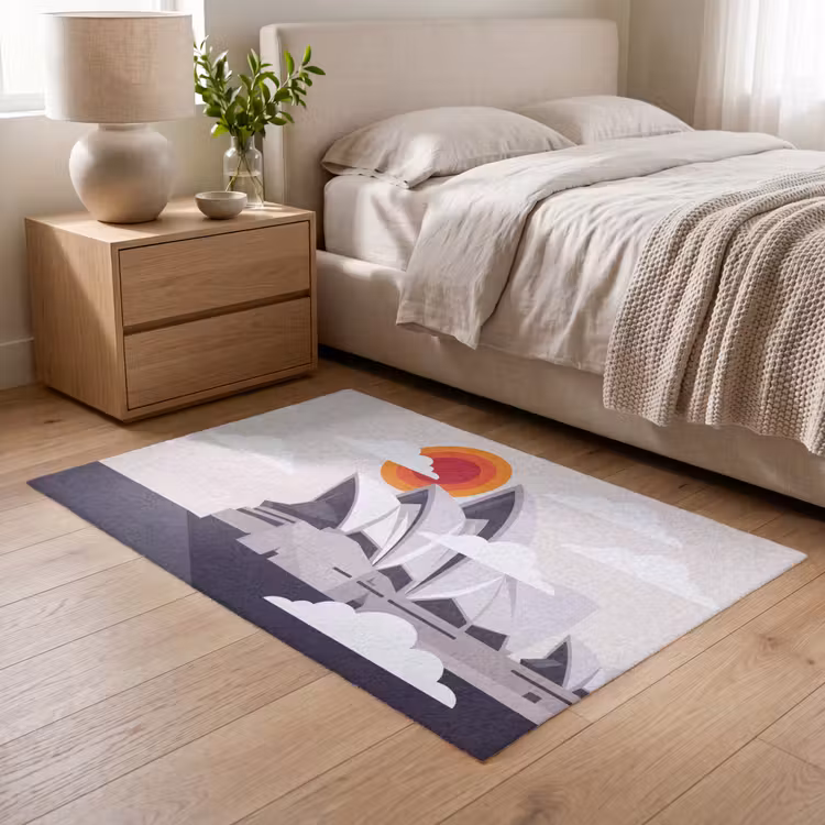 Vloerkleed - Architectuur - Stadsgezicht - Modern - Grijs - Oranje — 5