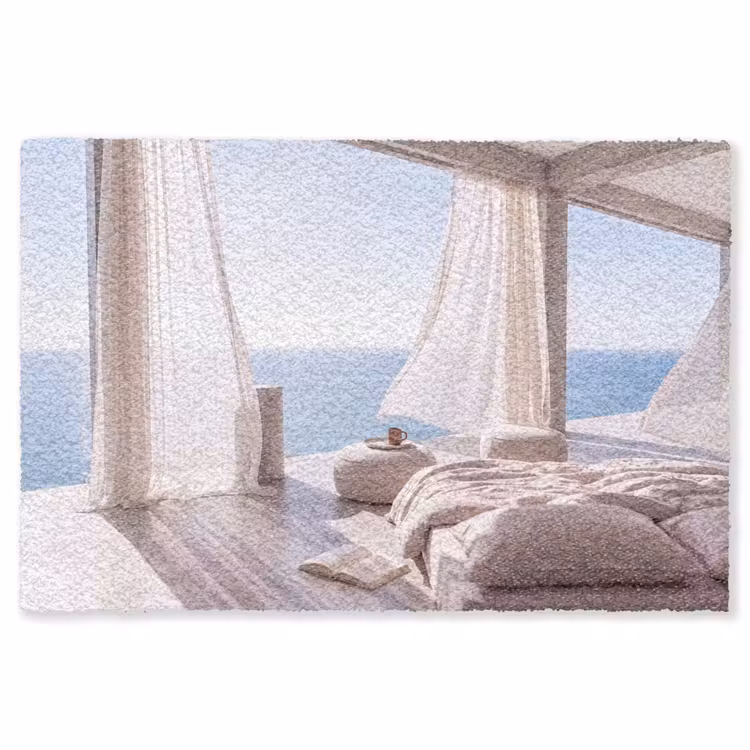 Vloerkleed - Interieur - Zeezicht - Modern - Rust - Beige — 1
