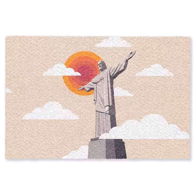 Vloerkleed - Monument - Stad - Zonsondergang - Minimalistisch - Oranje — 1