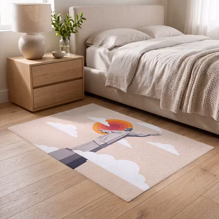 Vloerkleed - Monument - Stad - Zonsondergang - Minimalistisch - Oranje — 5