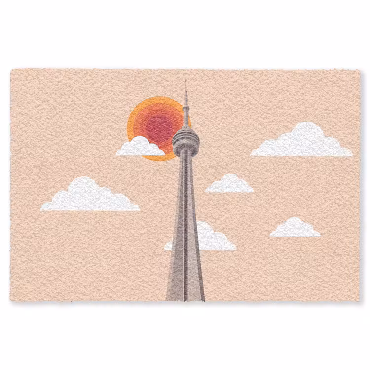 Vloerkleed - Stad - Gebouw - Architectuur - Retro - Oranje — 1