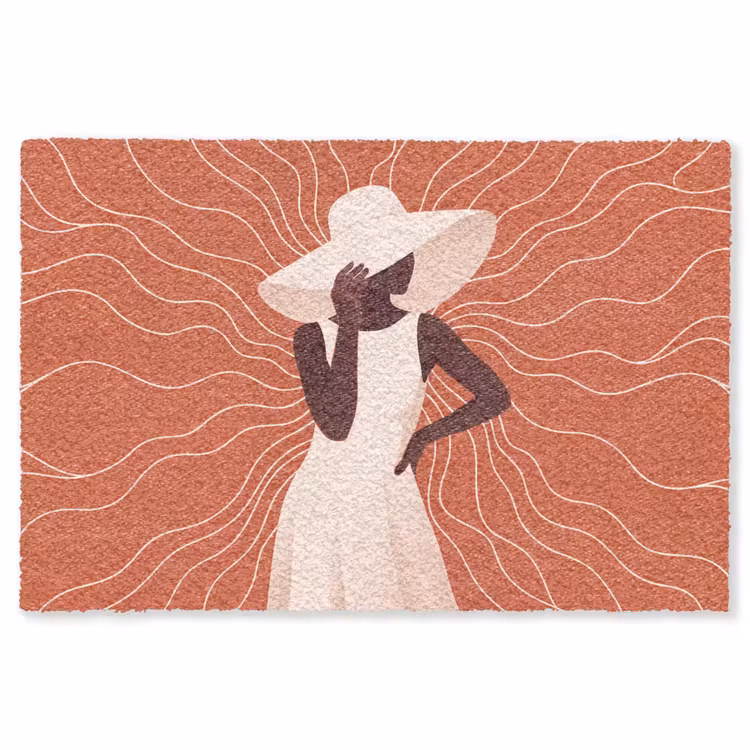 Vloerkleed - Vrouw - Hoed - Portret - Modern - Beige — 1