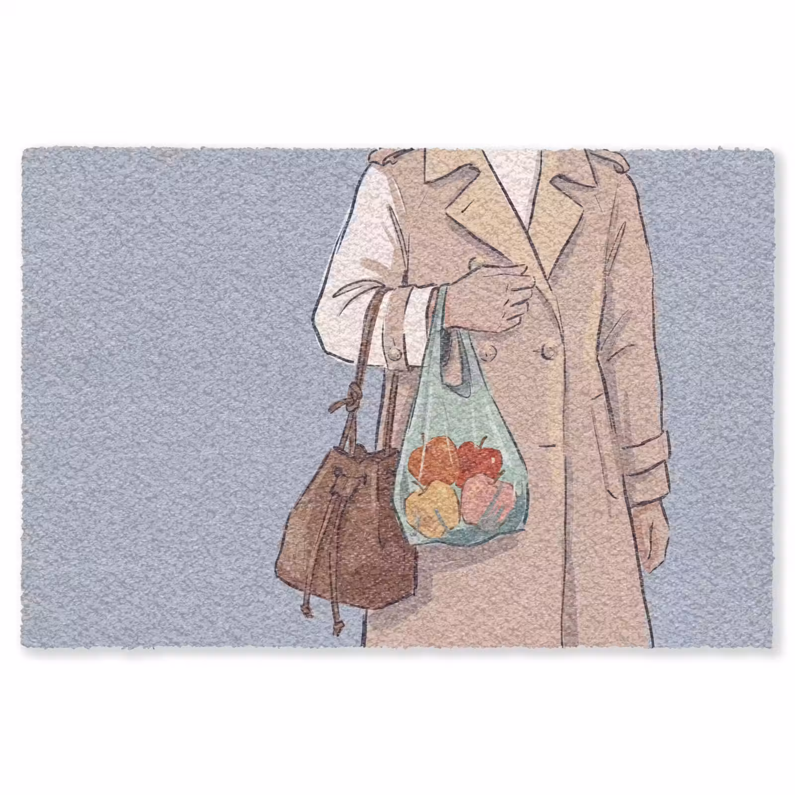 Vloerkleed - Mensen - Boodschappen - Stadsleven - Modern - Kleurrijk — 1