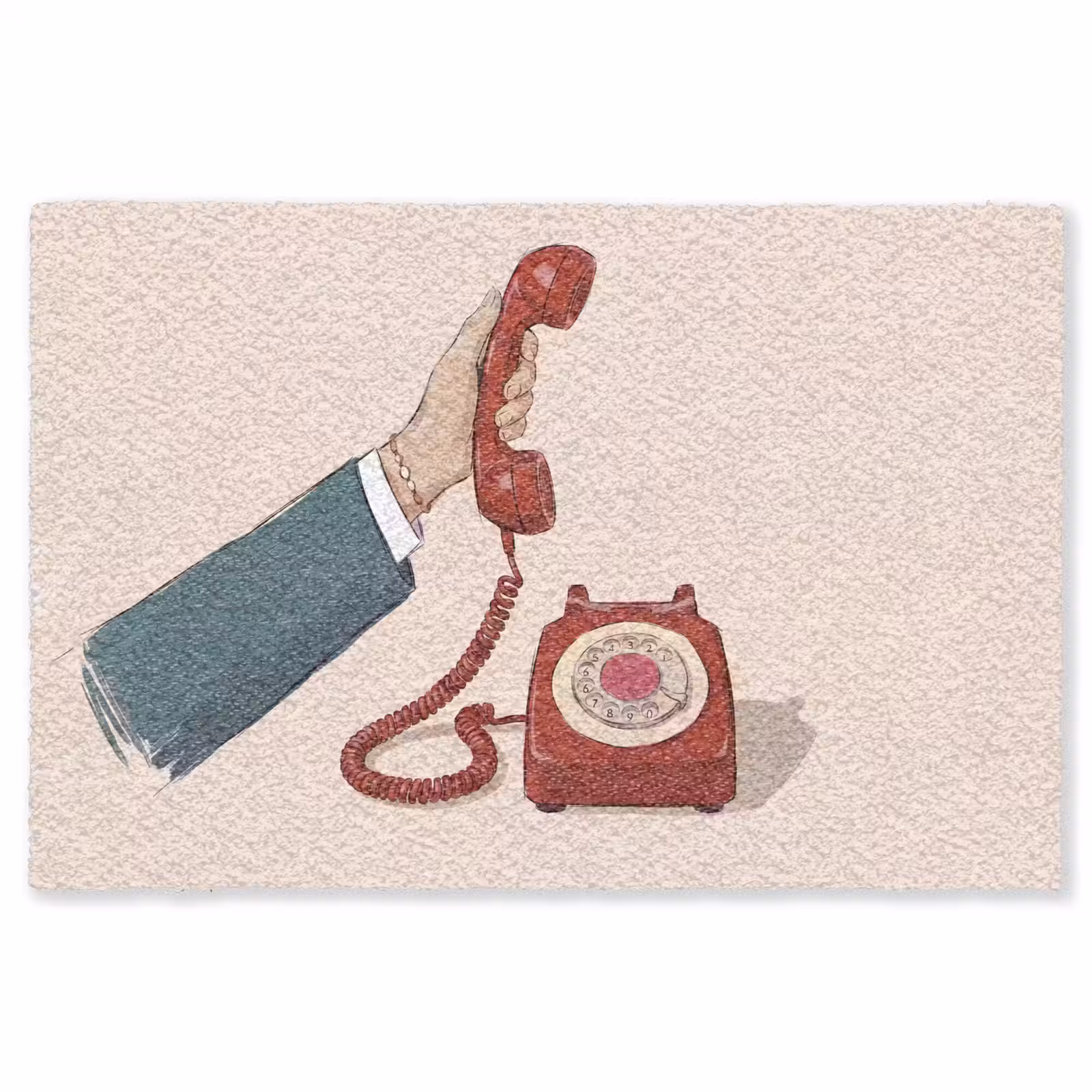 Vloerkleed - Telefoon - Hand - Vintage - Communicatie - Rood — 1