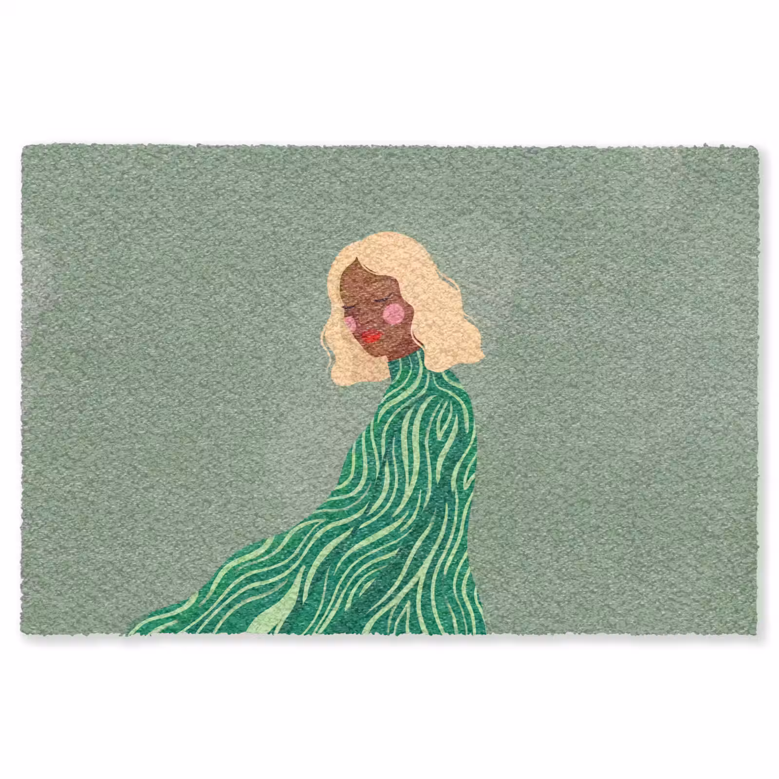 Vloerkleed - Vrouw - Portret - Illustratie - Modern - Groen — 1