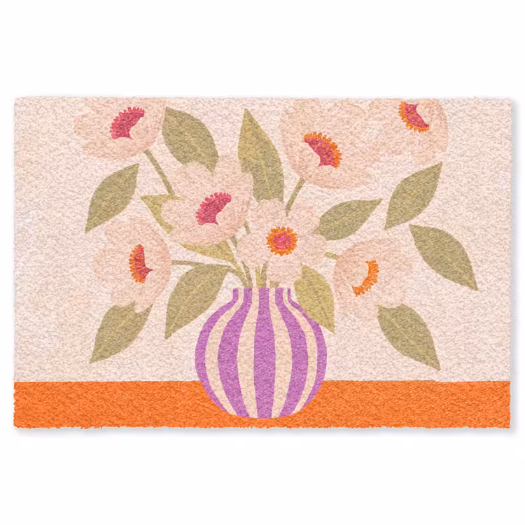 Vloerkleed - Bloemen - Vaas - Abstract - Paars - Oranje — 1