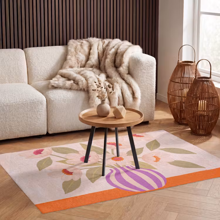 Vloerkleed - Bloemen - Vaas - Abstract - Paars - Oranje — 3