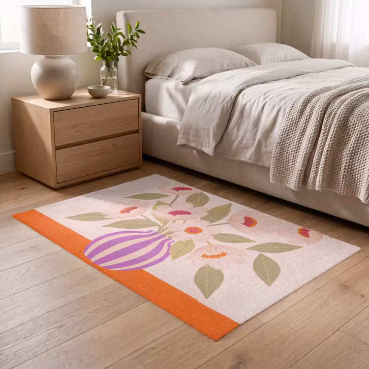 Vloerkleed - Bloemen - Vaas - Abstract - Paars - Oranje — 5