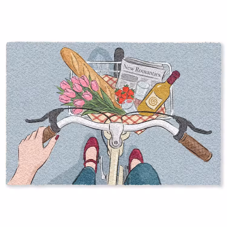 Vloerkleed - Fiets - Picknick - Zomer - Illustratie — 1