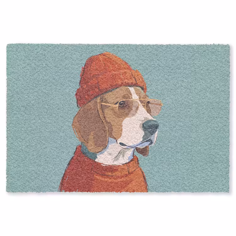 Vloerkleed - Hond - Beanie - Zonnebril - Dieren - Modern — 1