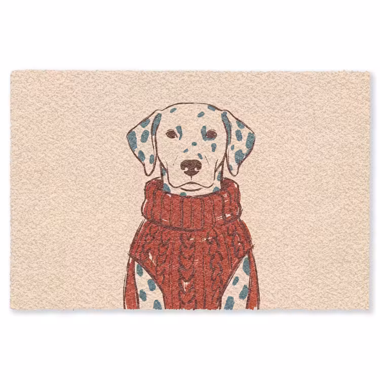 Vloerkleed - Hond - Trui - Winter - Dieren - Rood — 1