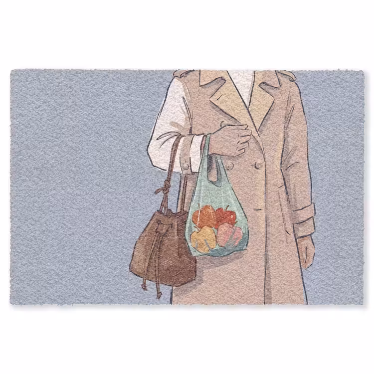 Vloerkleed - Mensen - Boodschappen - Stadsleven - Modern - Kleurrijk — 1