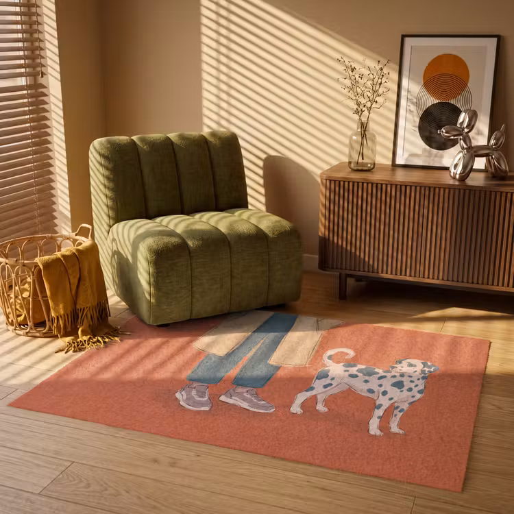 Vloerkleed - Persoon - Hond - Dieren - Illustratie - Modern — 2
