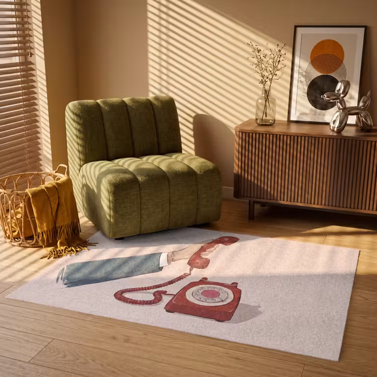 Vloerkleed - Telefoon - Hand - Vintage - Communicatie - Rood — 2