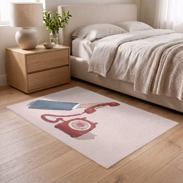 Vloerkleed - Telefoon - Hand - Vintage - Communicatie - Rood — 5