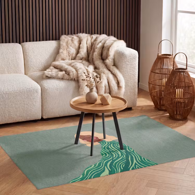 Vloerkleed - Vrouw - Portret - Illustratie - Modern - Groen — 3