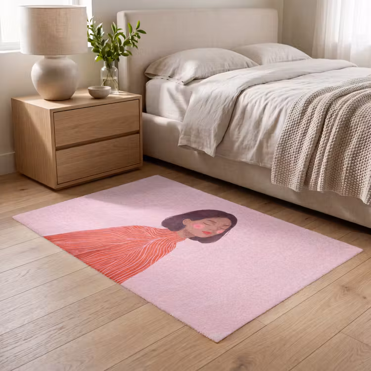 Vloerkleed - Vrouw - Portret - Modern - Kunst - Roze — 5
