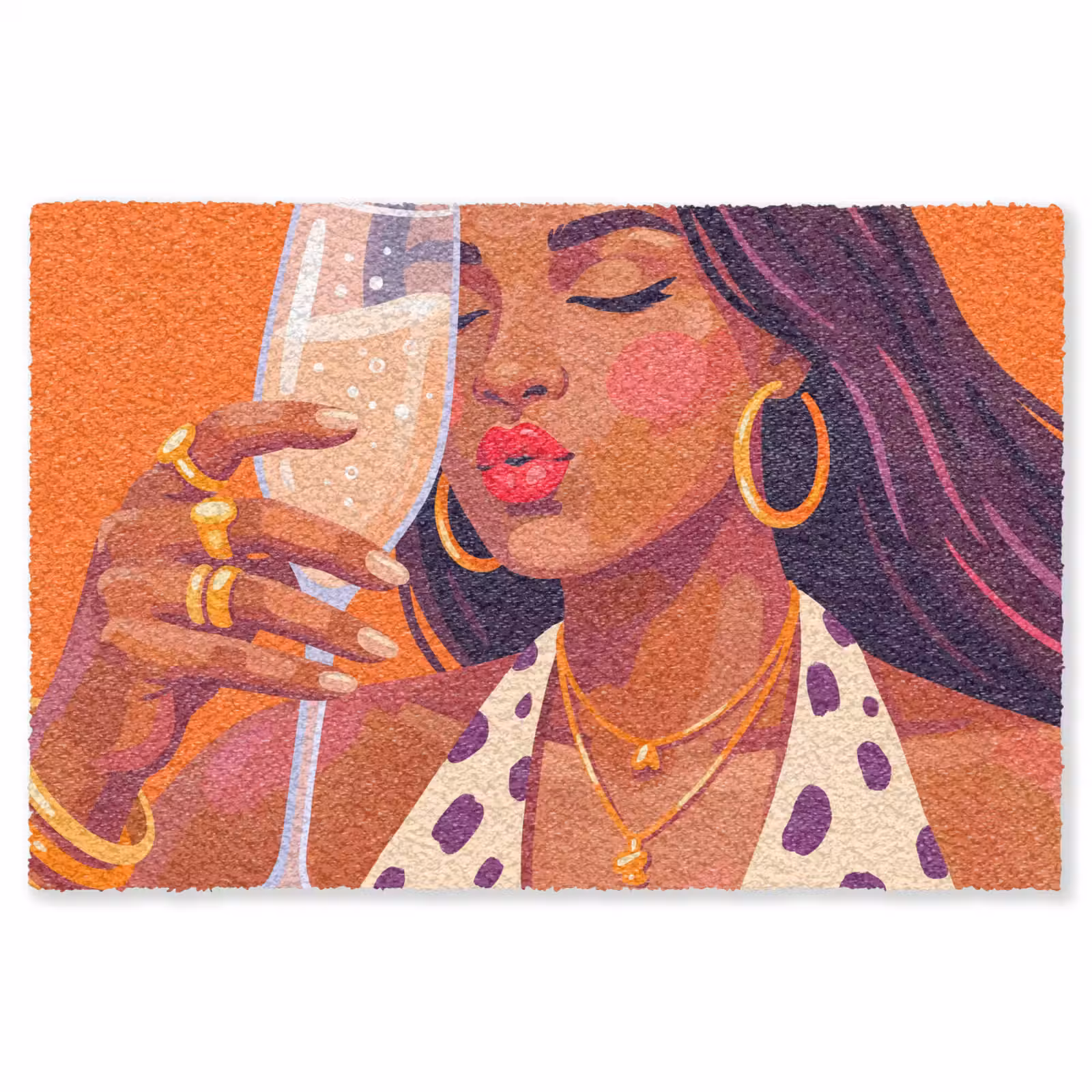 Vloerkleed - Vrouw - Champagne - Feest - Modern - Oranje — 1
