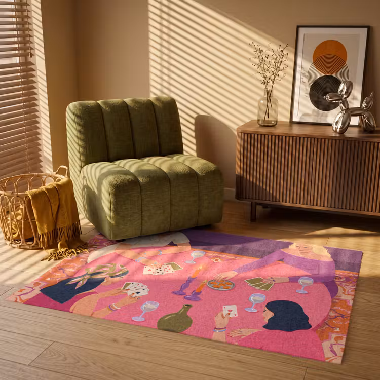 Vloerkleed - Mensen - Kaartspel - Interieur - Modern - Kleurrijk — 2