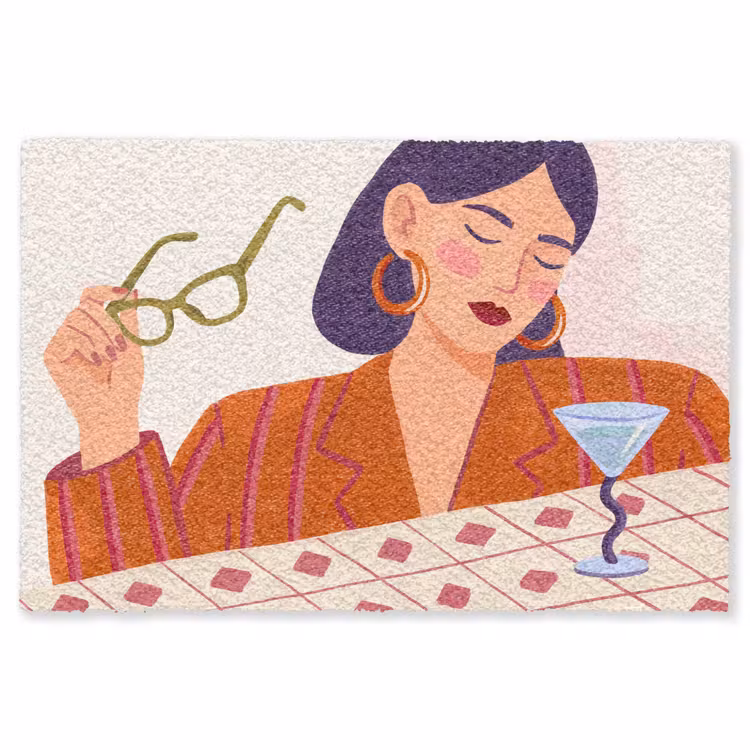 Vloerkleed - Vrouw - Bril - Cocktail - Illustratie - Modern — 1